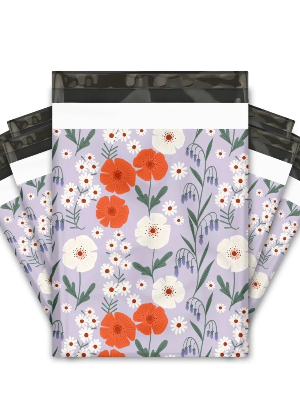 Floral Lavender Resealable Poly Mailers - 10X13 Cute Shipping Bags 25ct